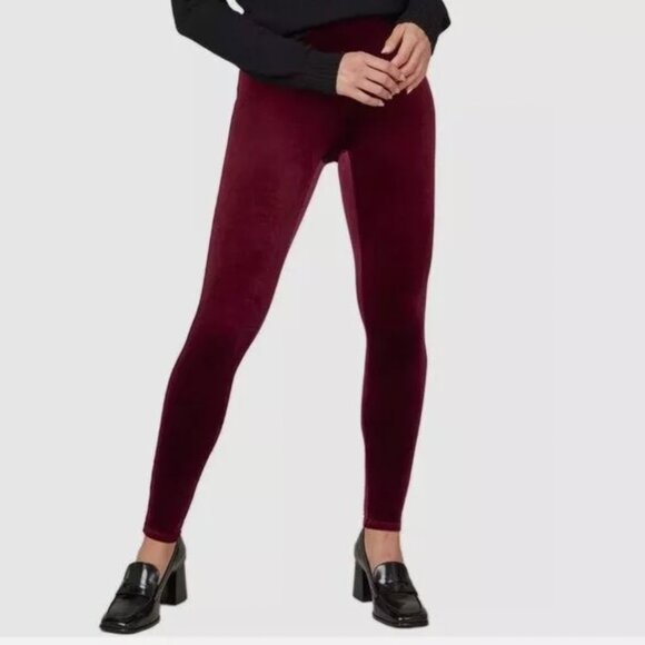 New! Spanx Velvet High Waisted Leggings - Rich Burgundy #2070 - Picture 1 of 5